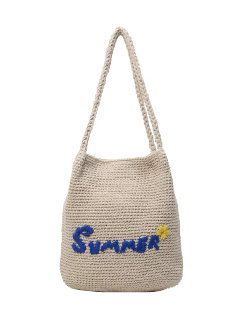 Handgemachte Baumwolltasche mit hellem Sommermotiv Skanto