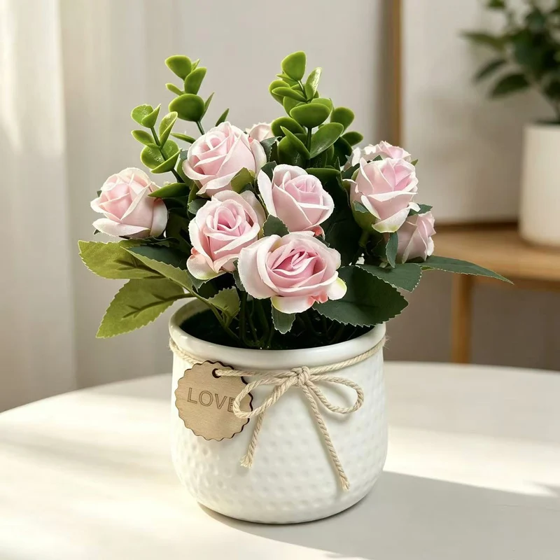 Lebensechte dekorative künstliche Rosenpflanzenanordnung