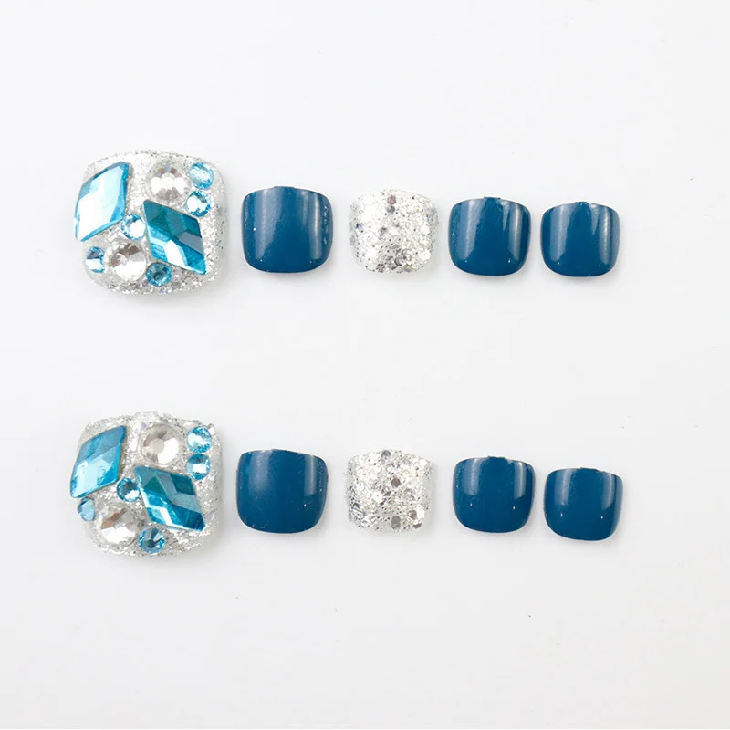 Rhinestone-beschlagene Press-On Fußnagel Set Brehn