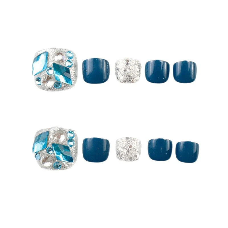 Rhinestone-beschlagene Press-On Fußnagel Set Brehn