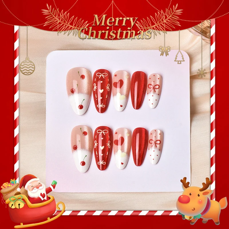 Dekorativer Cherry Love Press-On Nagelkunst Set