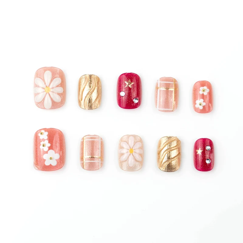 Florale dekorative Press-on Nagelkunst Brehn