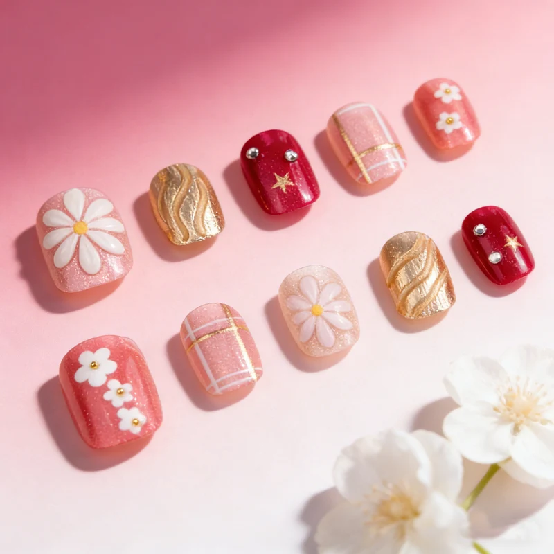Florale dekorative Press-on Nagelkunst Brehn