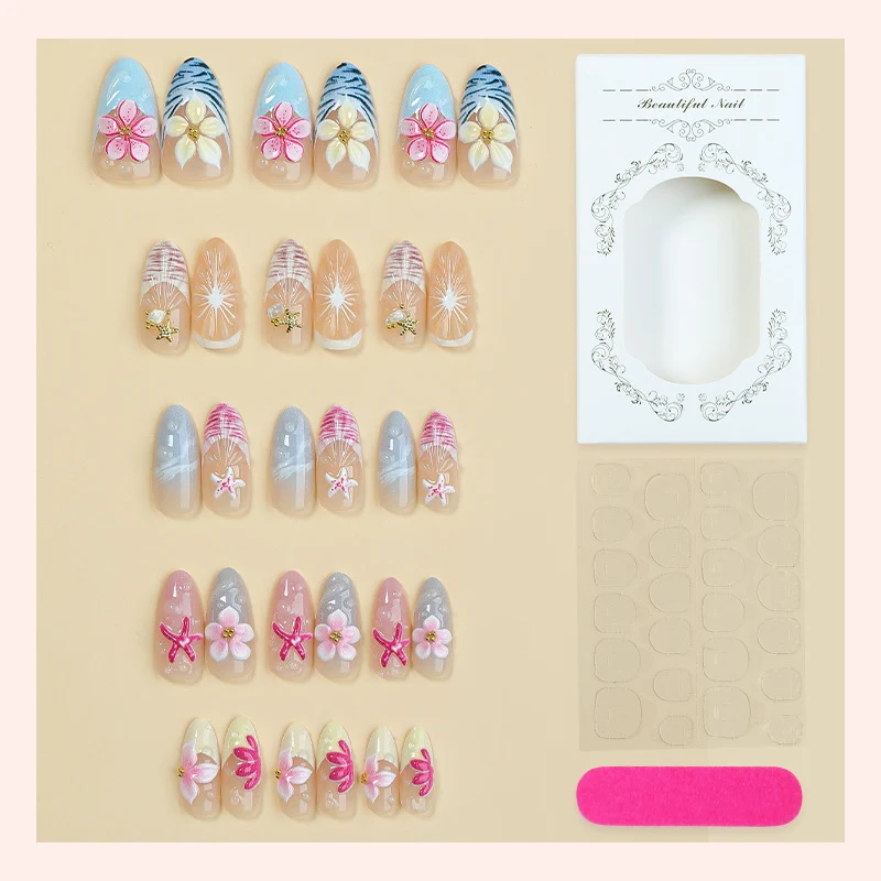 Floral Charm Press-On Nagelkunst Set Brehn