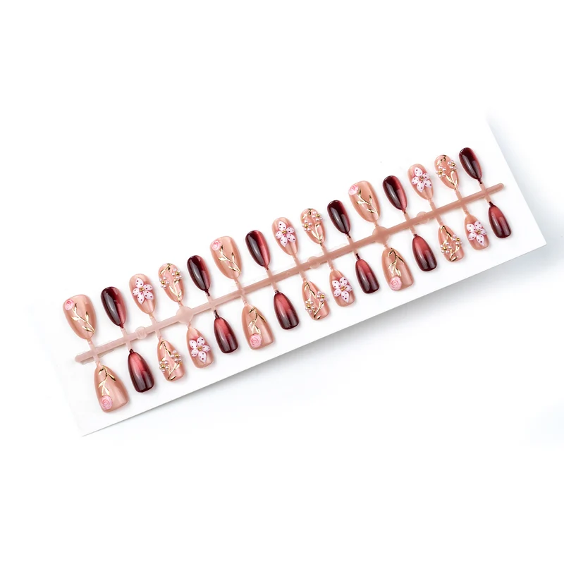 Floral Luxus Press-On Nagelkunst Set Brehn