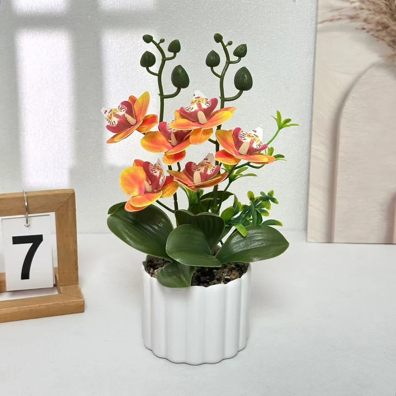 Lebensechte künstliche Orchideenpflanzenanordnung für die Wohnraumpräsentation