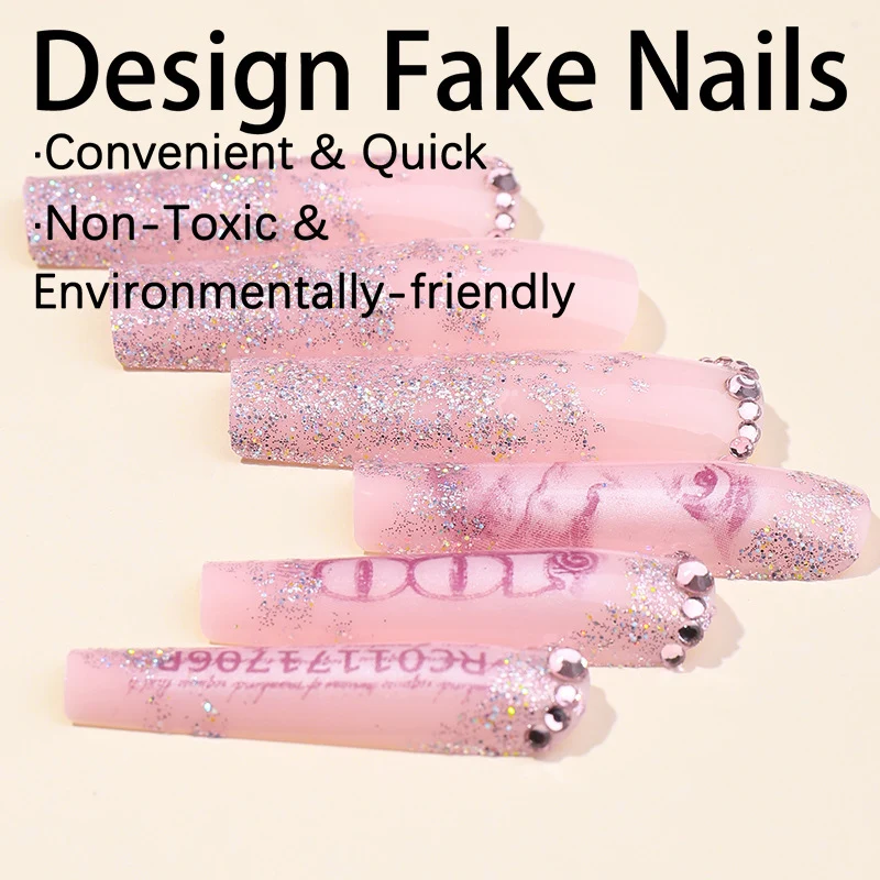 Dekoratives Glitzer-Press-On-Nagelset