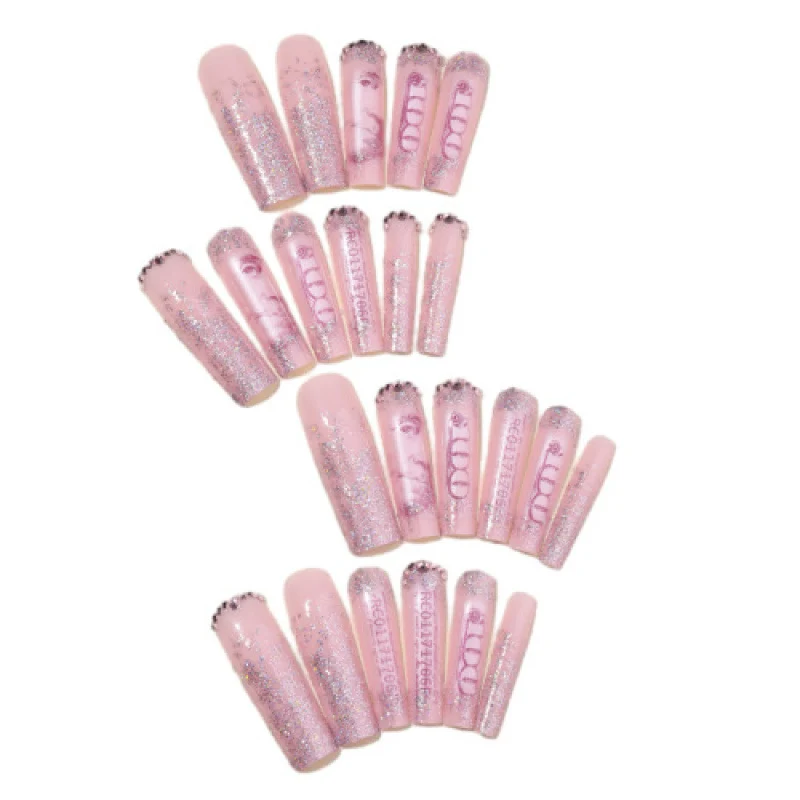 Dekoratives Glitzer-Press-On-Nagelset