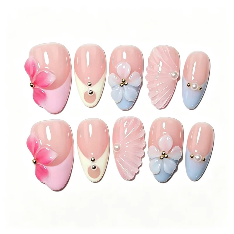 Blumenverstärktes Press-On Nagelkunstset Brehn