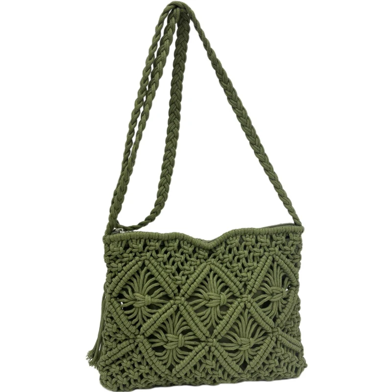 Makramee-Schultertasche mit künstlerischem Knotendesign Skanto
