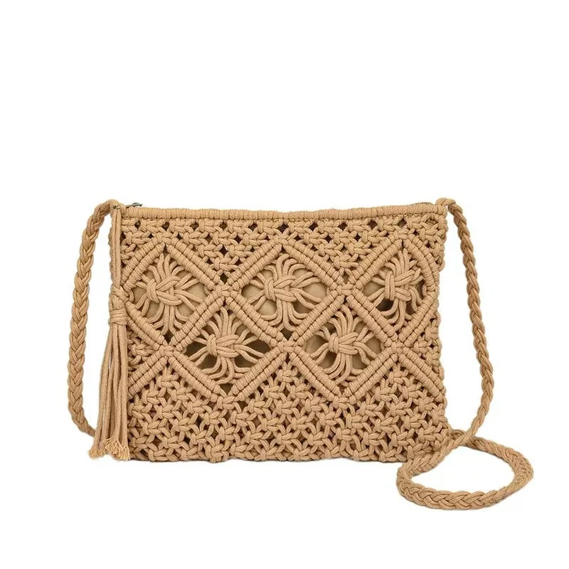 Makramee-Schultertasche mit künstlerischem Knotendesign Skanto