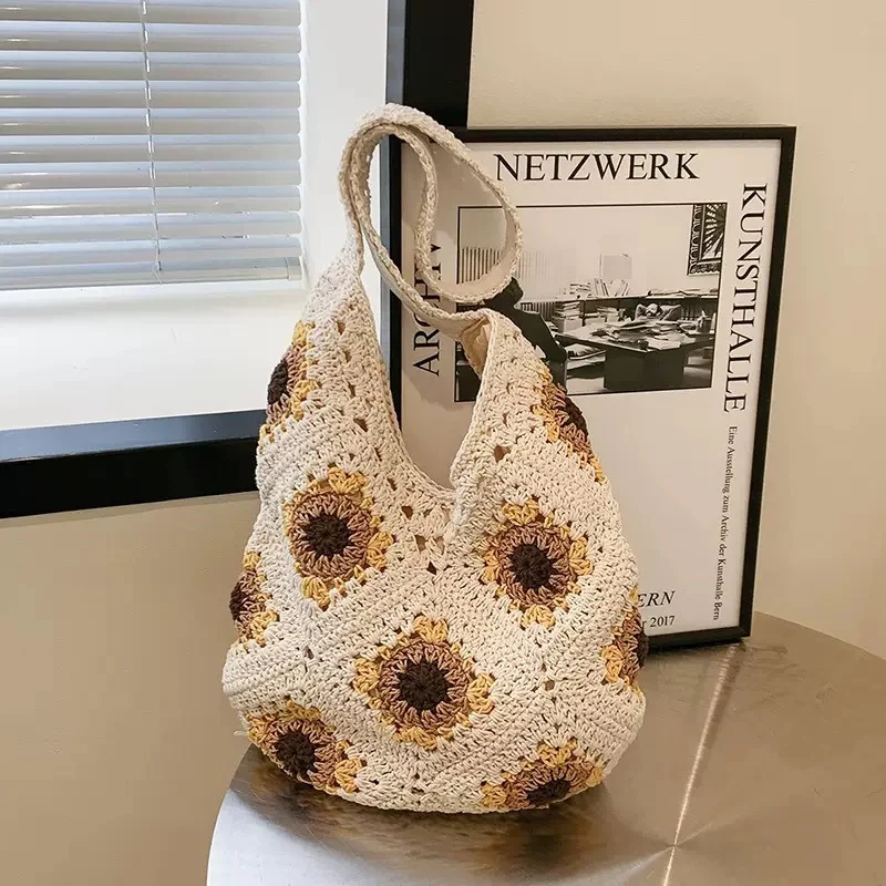 Makramee-Shopper mit buntem Blumendesign Skanto