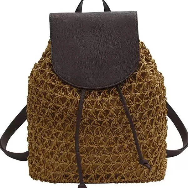 Makramee-Rucksack mit Lederklappe Skanto