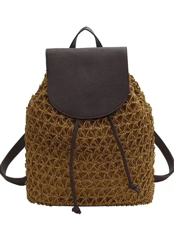 Makramee-Rucksack mit Lederklappe Skanto
