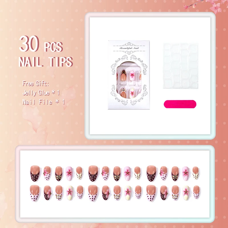 Dekoratives Floral Press-On Nagelset