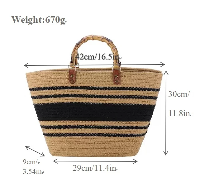Strandtasche mit Bambusgriff und Streifen-Design Skanto