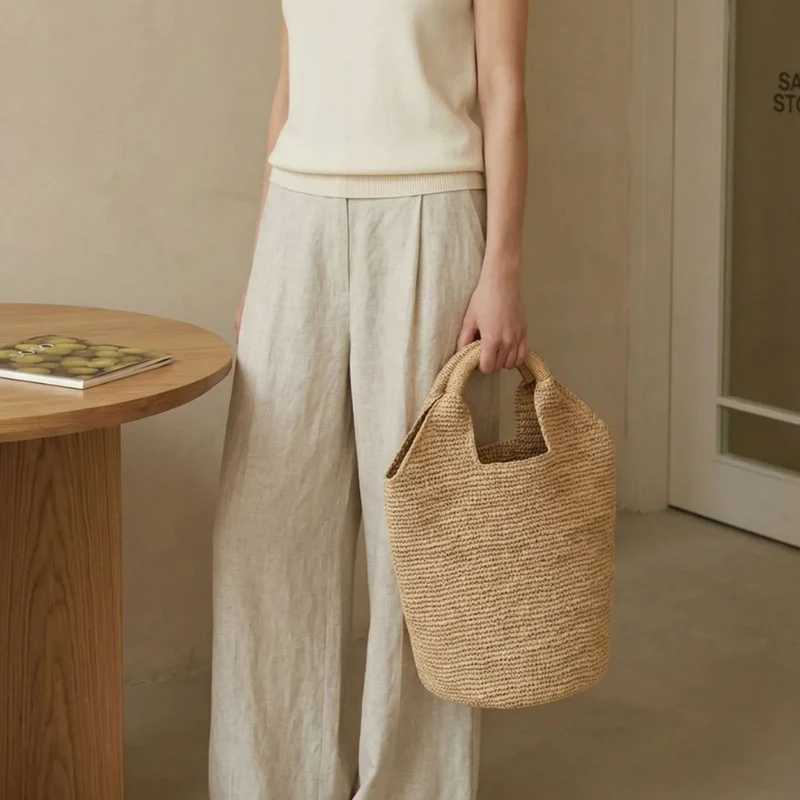 Stroh-Strandtasche mit praktischen Griffen Skanto