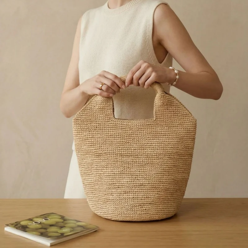 Stroh-Strandtasche mit praktischen Griffen Skanto