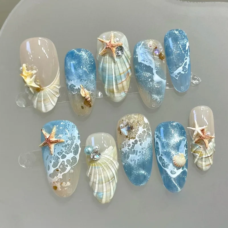 Küsten-Themen Press-On Nagelkunst Set