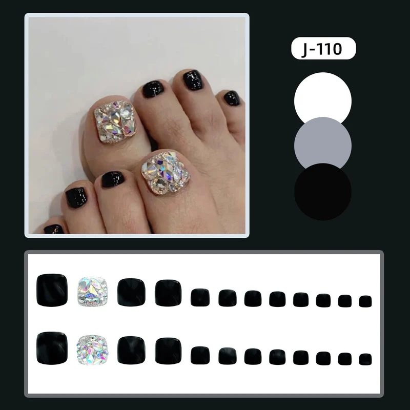 Premium Strass- Verzierte Press-On Fußnagel Set Brehn