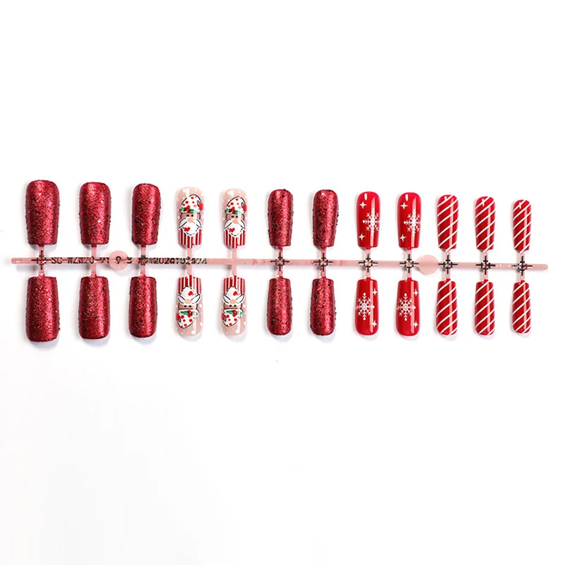 Festliches Santa-Themen Press-On Nagelkunst Set Brehn
