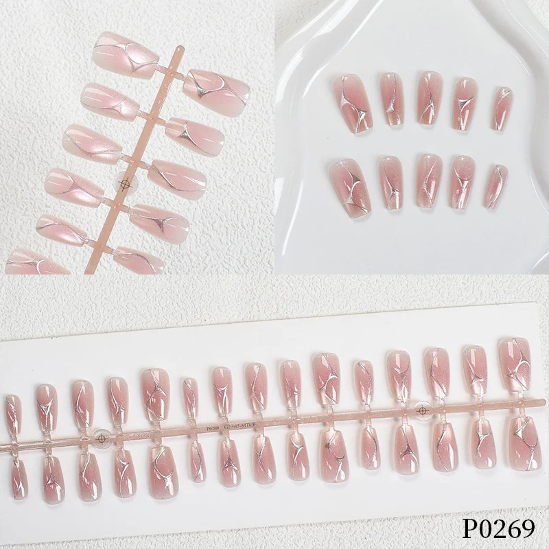 Premium Künstlerische Press-On Nagelset Brehn