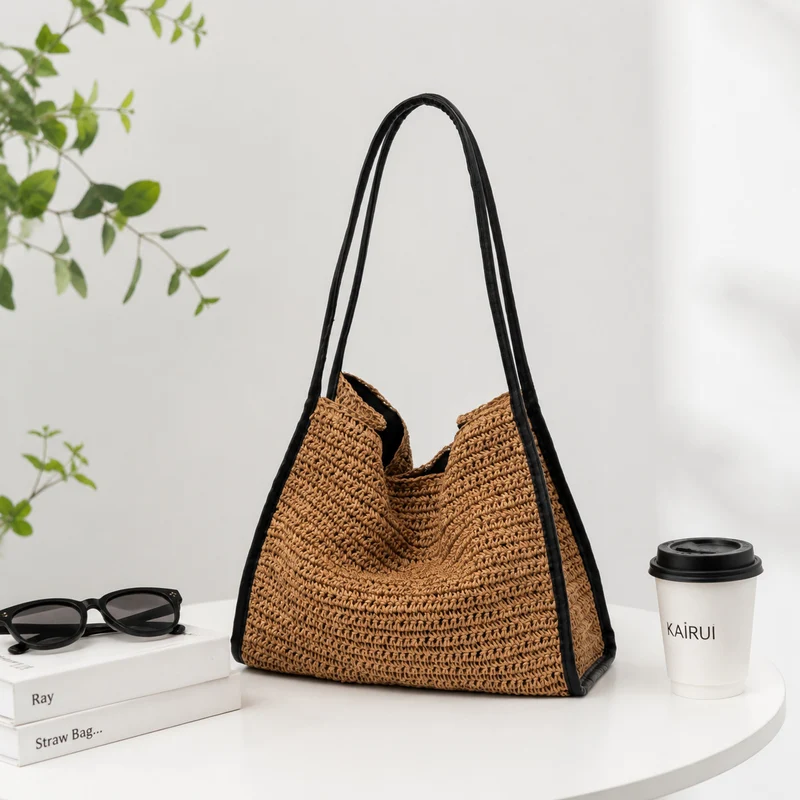Praktische Makramee-Umhängetasche mit eleganten Lederdetails Skanto