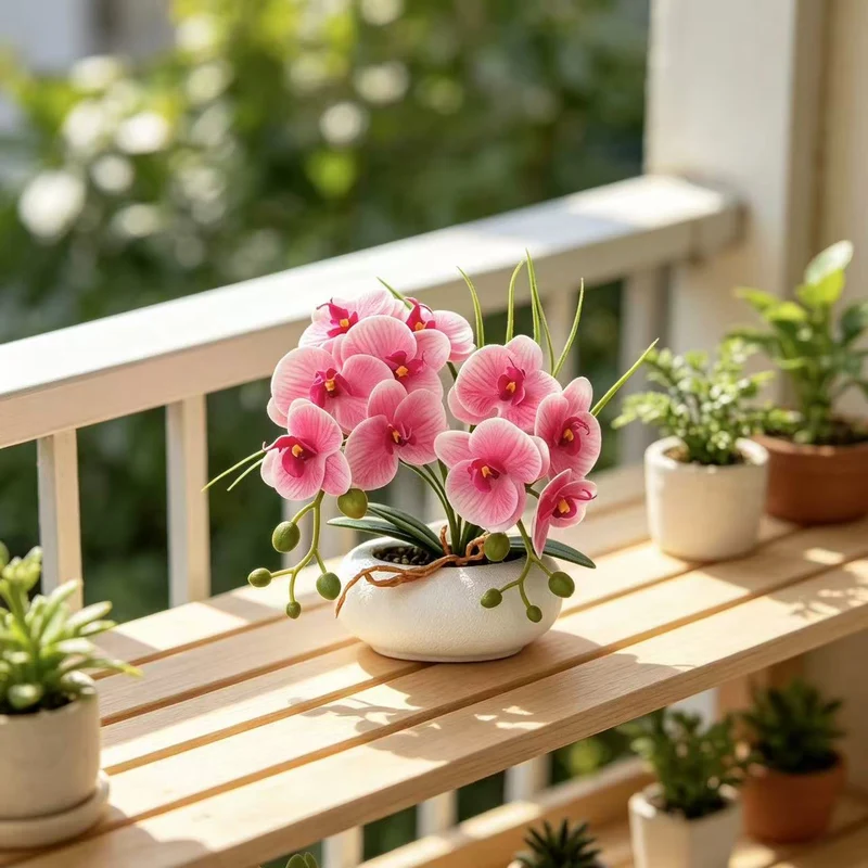 Lebensechte Orchideenblumenstrauß-Anordnung