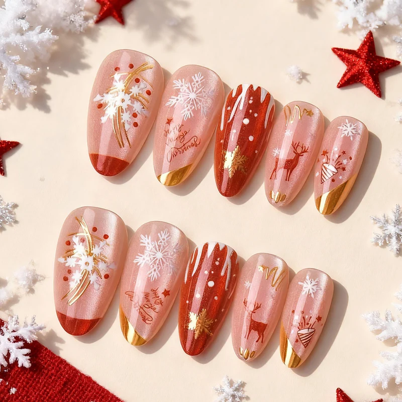Festliches Urlaubs-Themen Press-On Nagelkunst Set Brehn