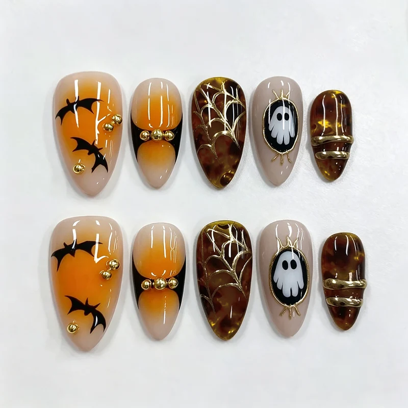Festliches Halloween-Thema Press-On Nagel Kunst Set Brehn