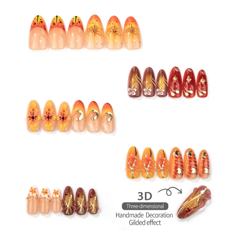 Herbst-Themen Manuelle Press-On Nagelkunst Set