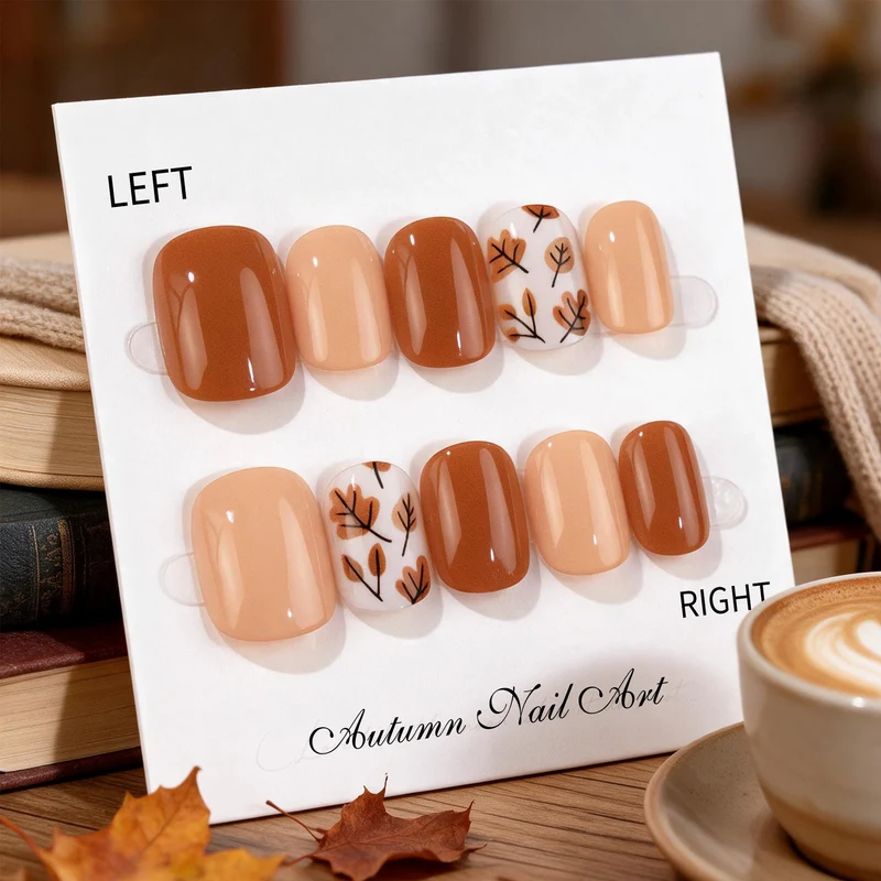 Herbst-inspiriertes Press-On Nagelkunst-Set