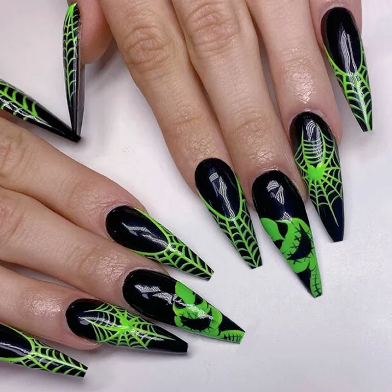 Halloween-Themen Stiletto Press-On Nail Art Brehn