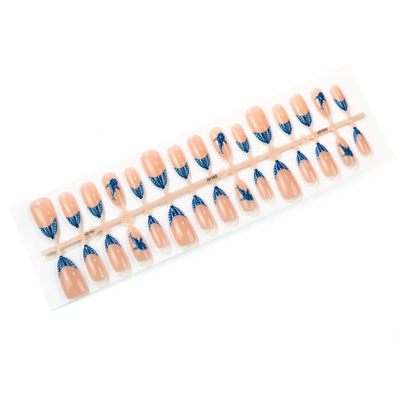 Künstlerisches Press-On Nagelset mit marinem Leben Design