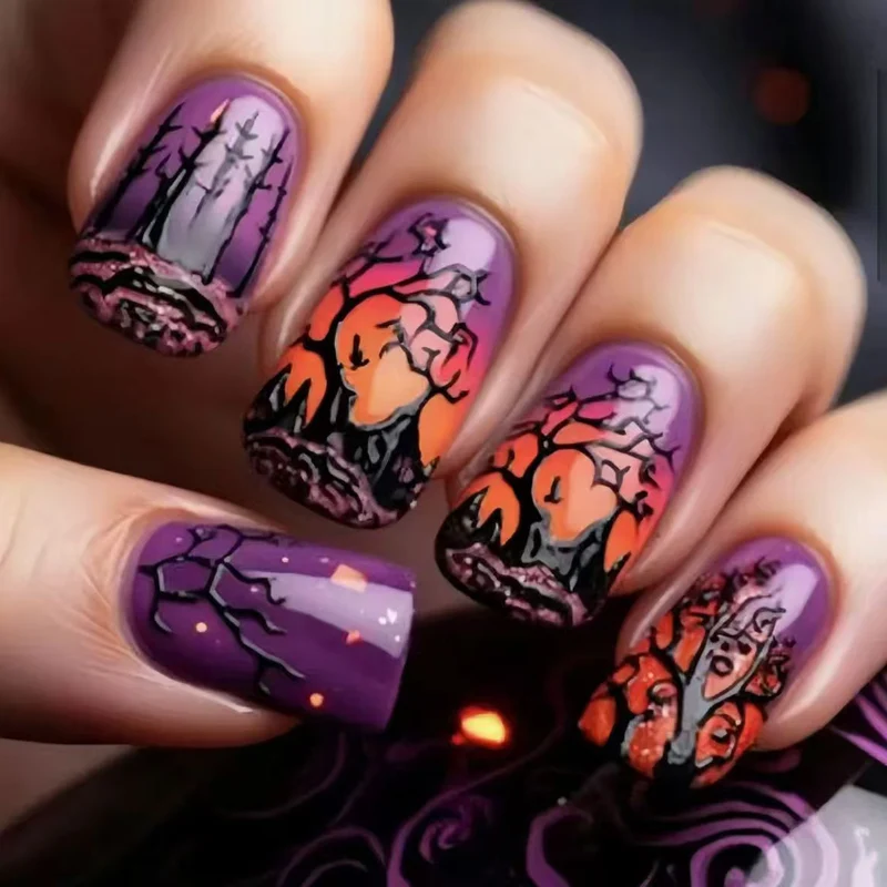 Halloween-Themen Press-On Nagelkunst Brehn