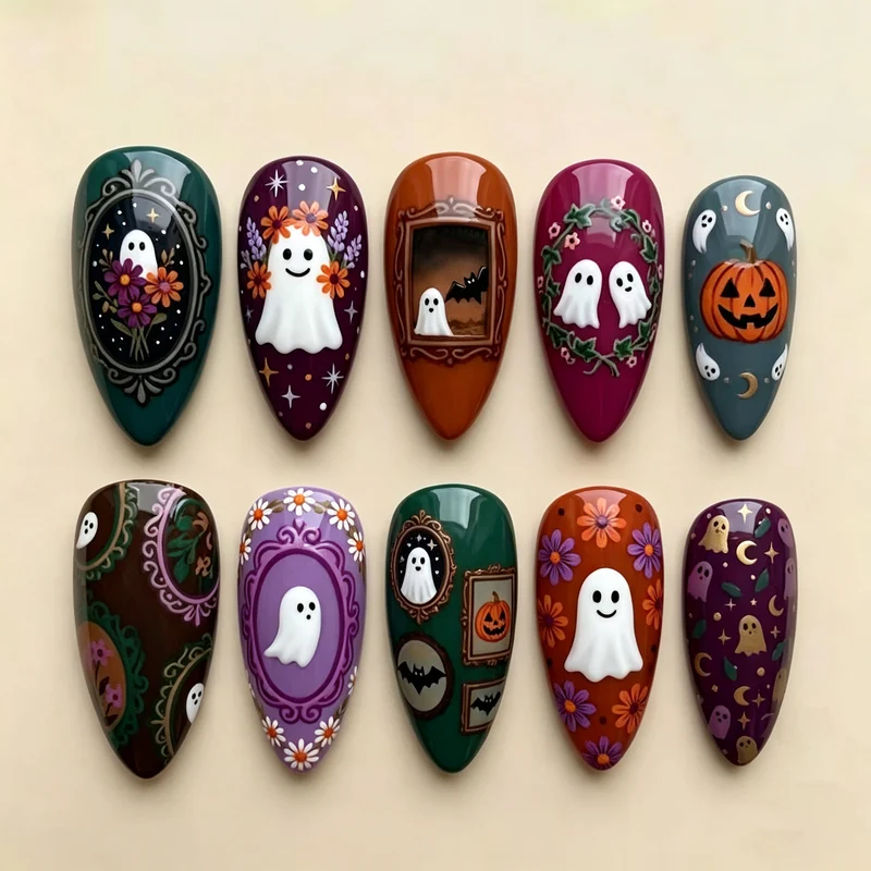 Halloween-Themen Dekorative Press-On Nagelset Brehn