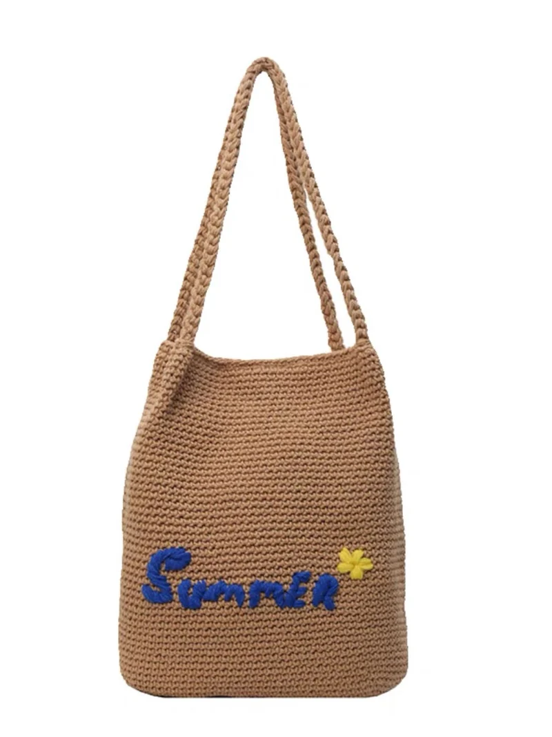 Handgeknüpfte Tragetasche mit hellem Sommerdesign Skanto