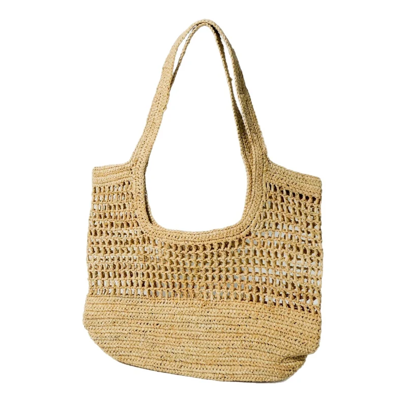 Handgestrickte Strohtasche mit geräumigem Innenraum Skanto