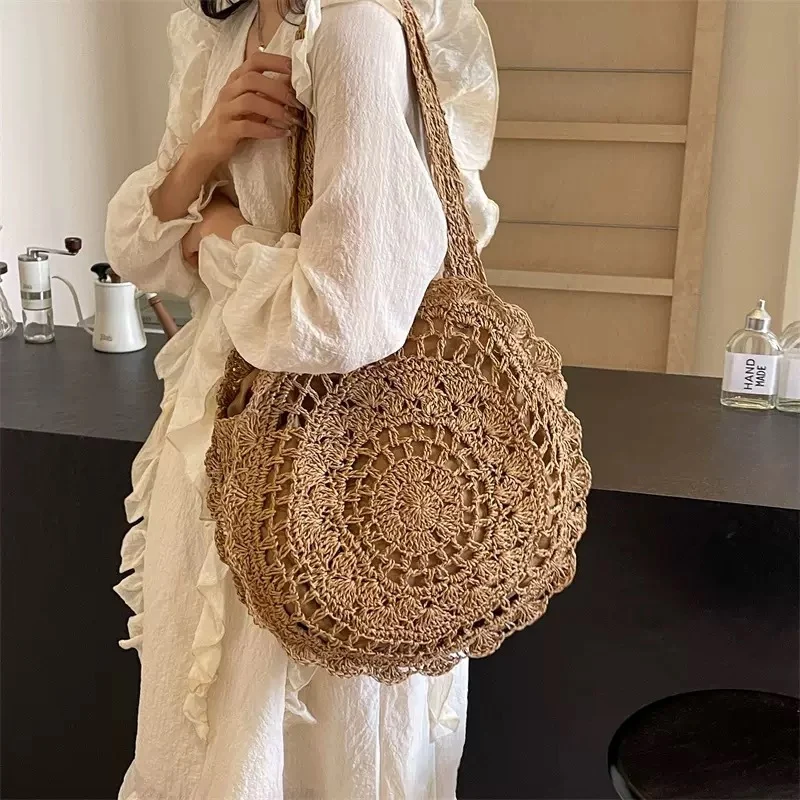 Handgehäkelte Rundtasche im Boho-Design Skanto
