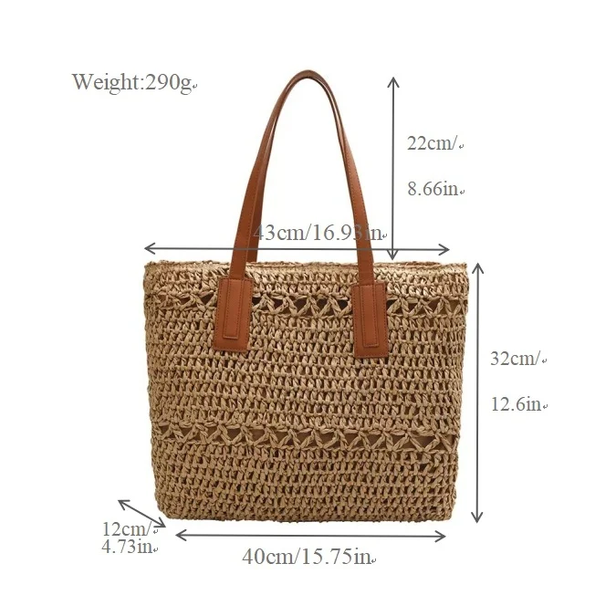 Handgefertigte Strandtasche mit breiten Ledergriffen Skanto