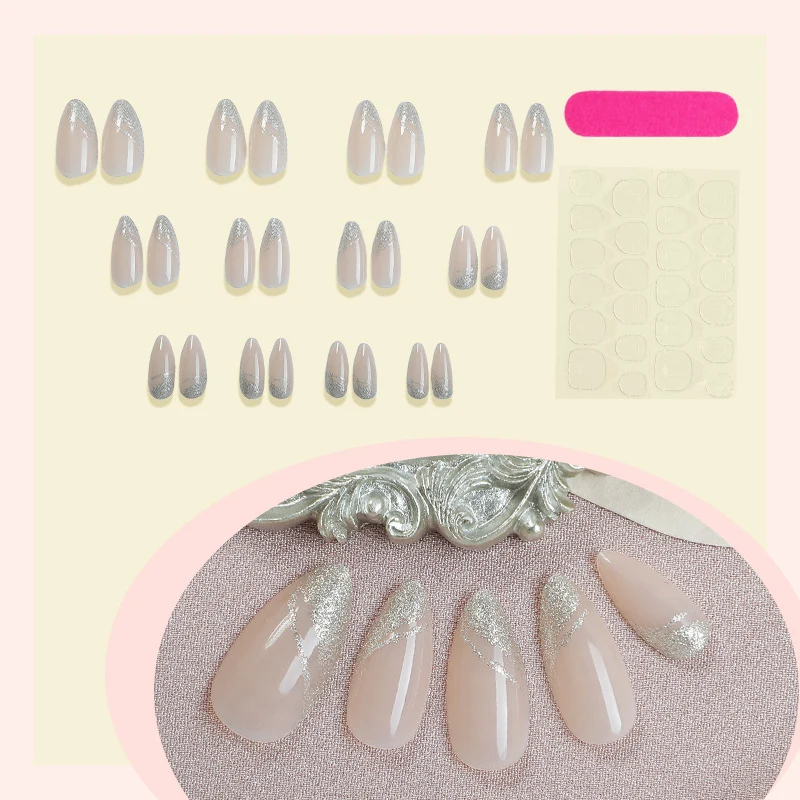 Elegantes Glitzer Press-On Nagelset Brehn
