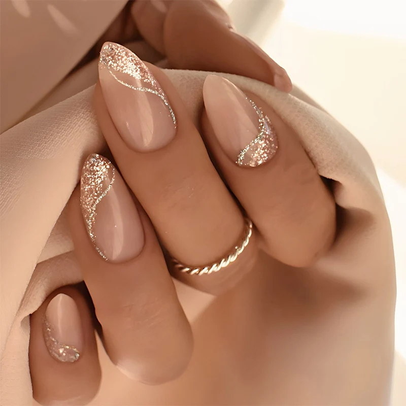 Elegantes Glitzer Press-On Nagelset Brehn