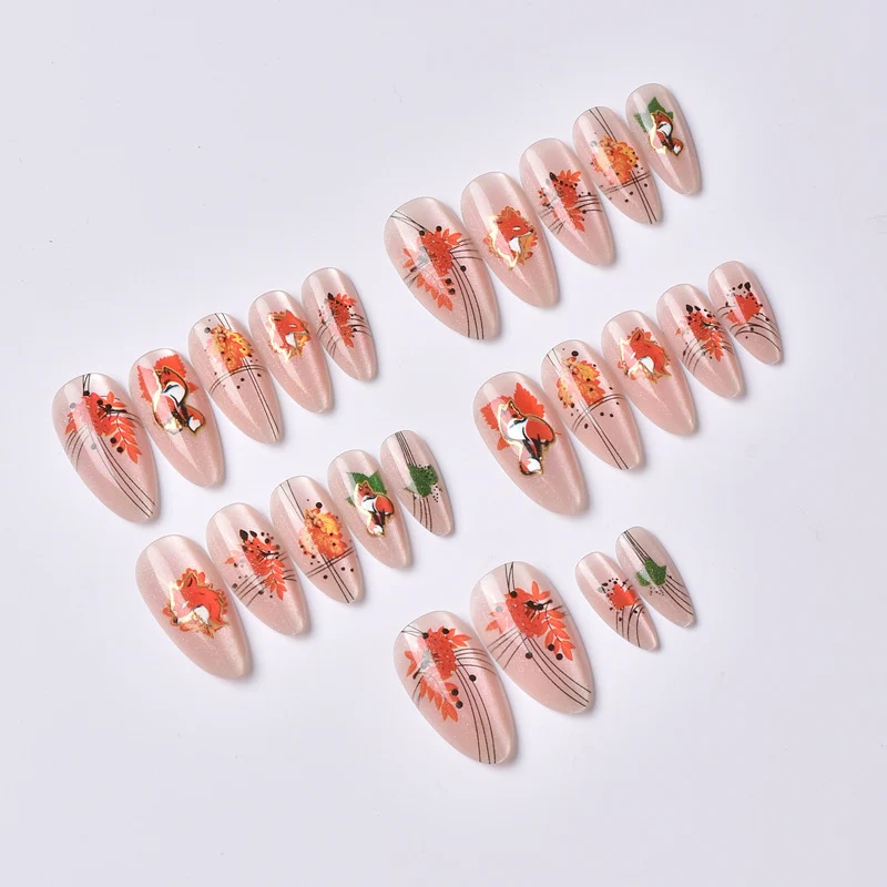 Herbst-Themen Press-On Nagelkunst Set Brehn