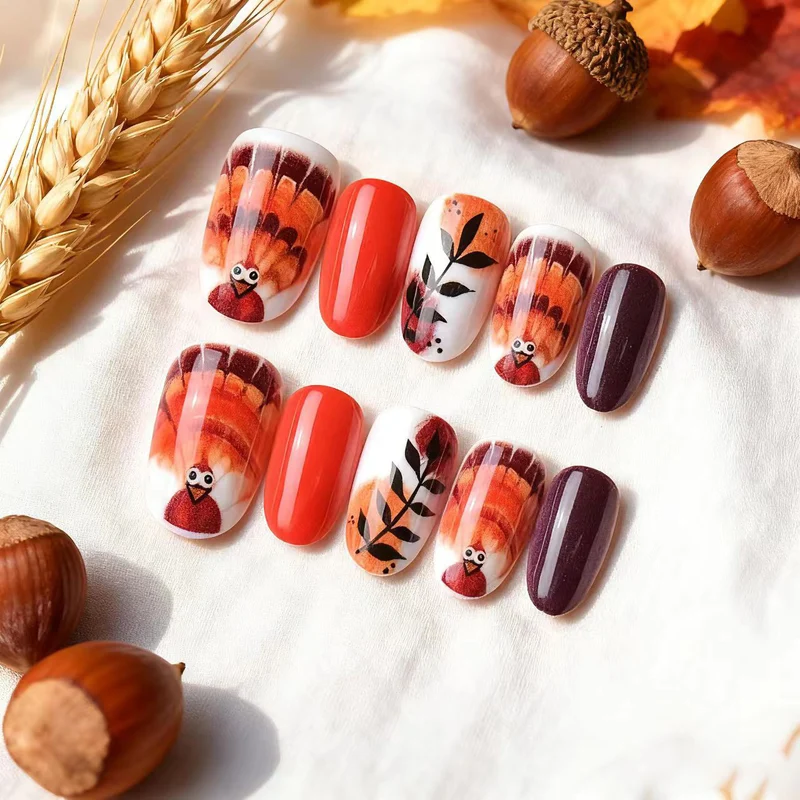 Herbst-Themen Dekorative Press-On Nagelkunst Set Brehn