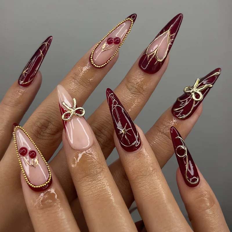 Eleganter Stiletto Press-On Nail Set Brehn