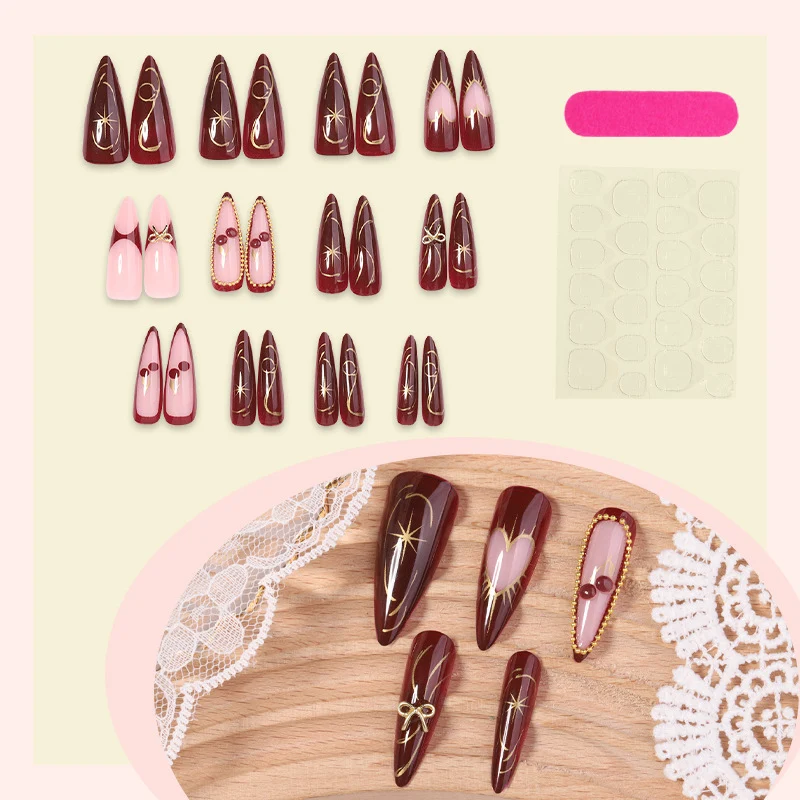 Eleganter Stiletto Press-On Nail Set Brehn