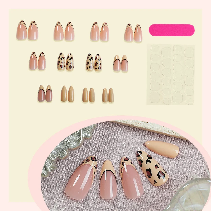Elegantes Stiletto Press-On Nagelkunst-Set mit Leopardenmuster-Design Brehn