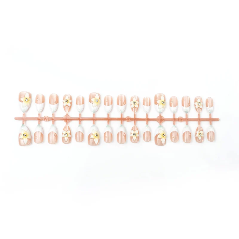 Elegantes Floral Press-On Nail Set Brehn