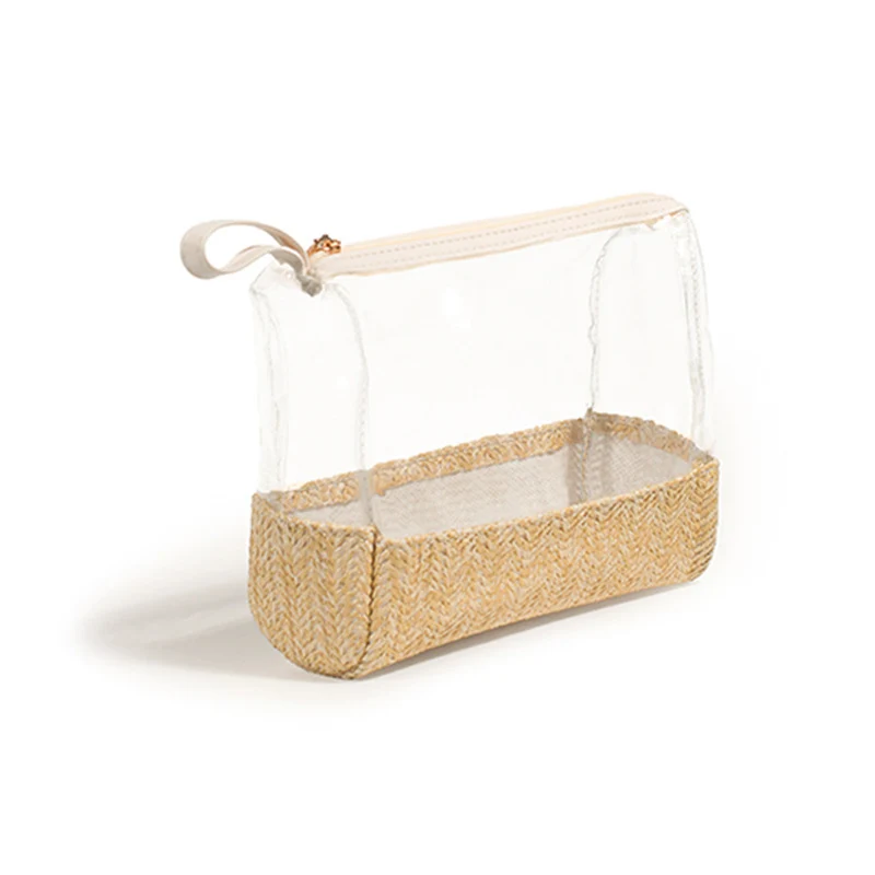 Kosmetiktasche aus transparentem Material mit geflochtenem Boden Skanto