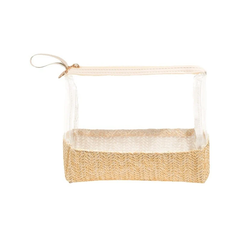 Kosmetiktasche aus transparentem Material mit geflochtenem Boden Skanto